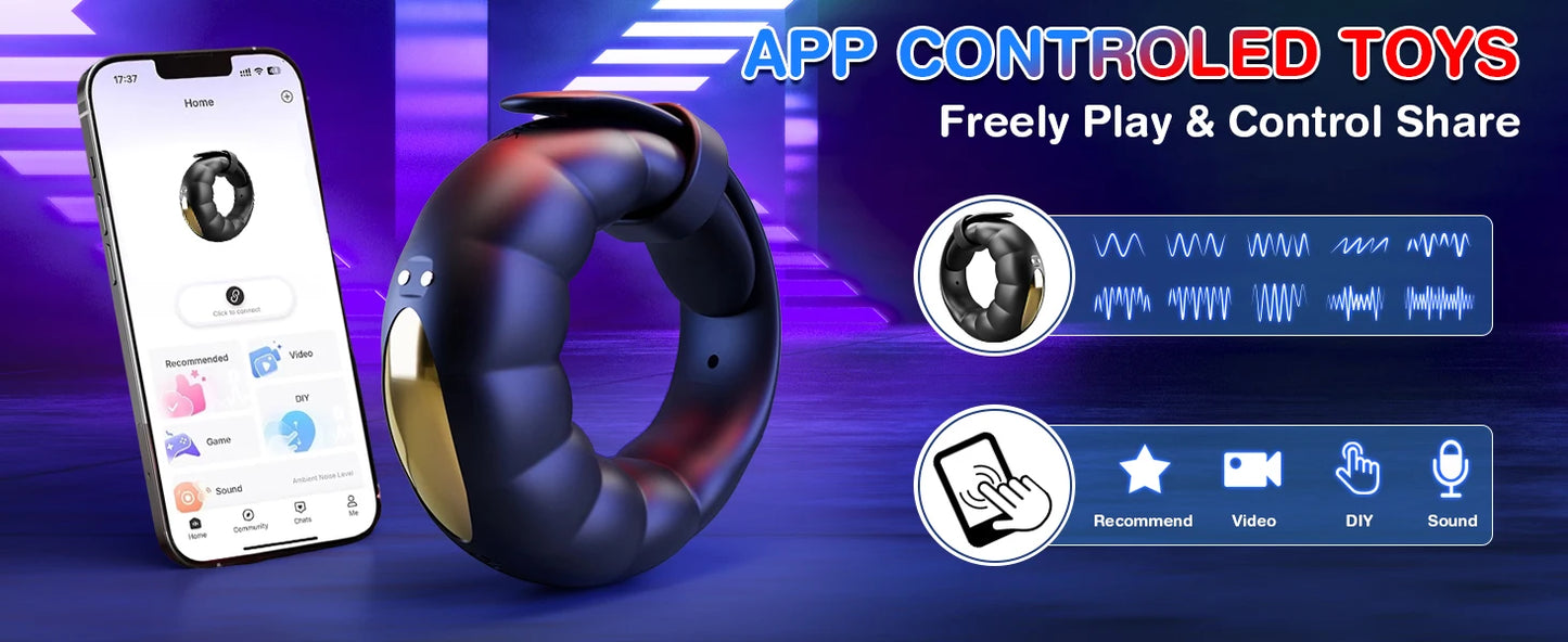 Vibrating Cock Ring Male Sex Toys Powerful Penis Ring Vibrator Adjustable Buckle Adult Sex Toys Games for Men Women Couples