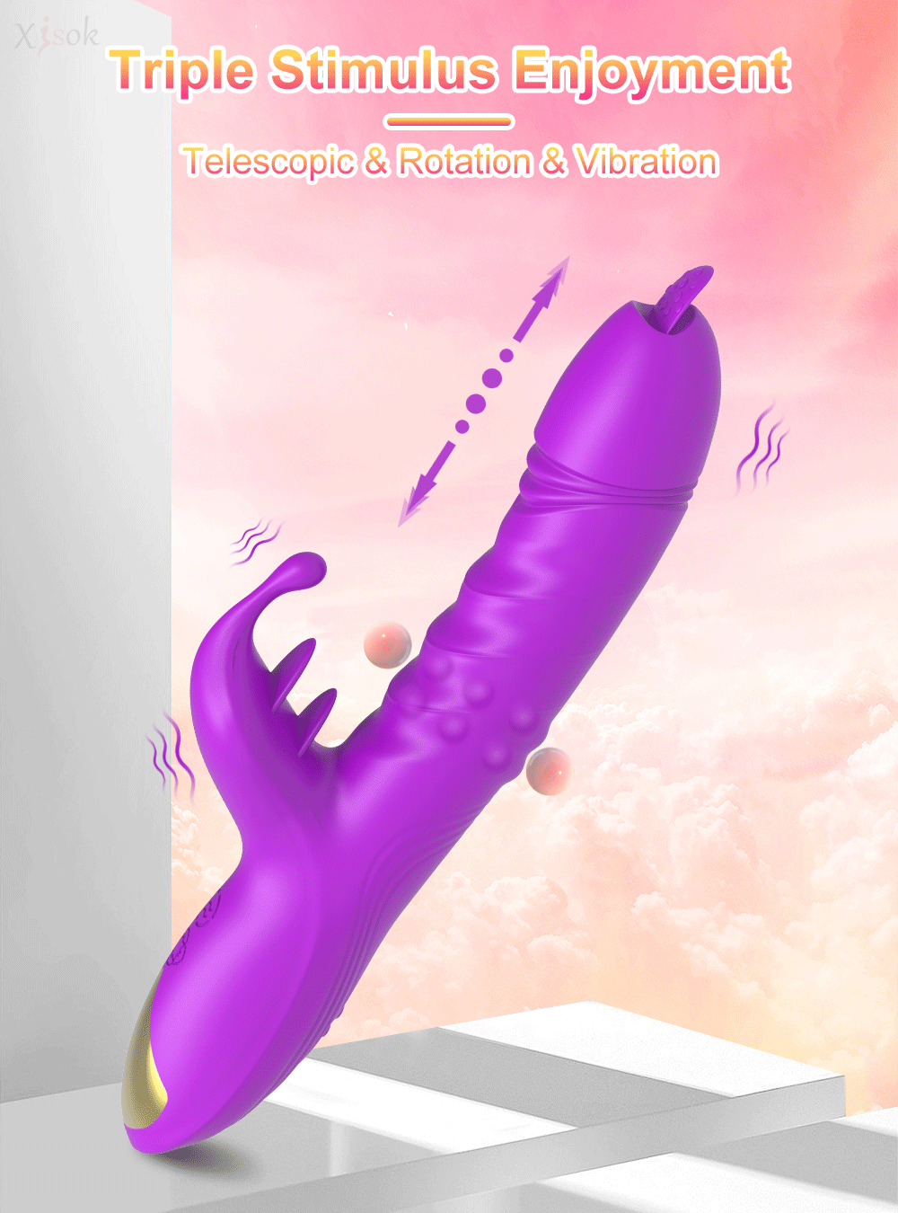 Rabbit Vibrator G-Spot Vaginal Stimulator Telescopic Clitoral Female Masturbator Massager Licking Dildo Adult Sex Toys for Women