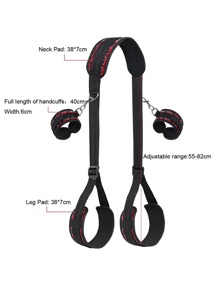 BDSM Sex Handcuffs Restraints Open Leg Ankle Cuffs SM Bondage Harness Bed Bandage Straps Slave Major Toys Erotic Accessories