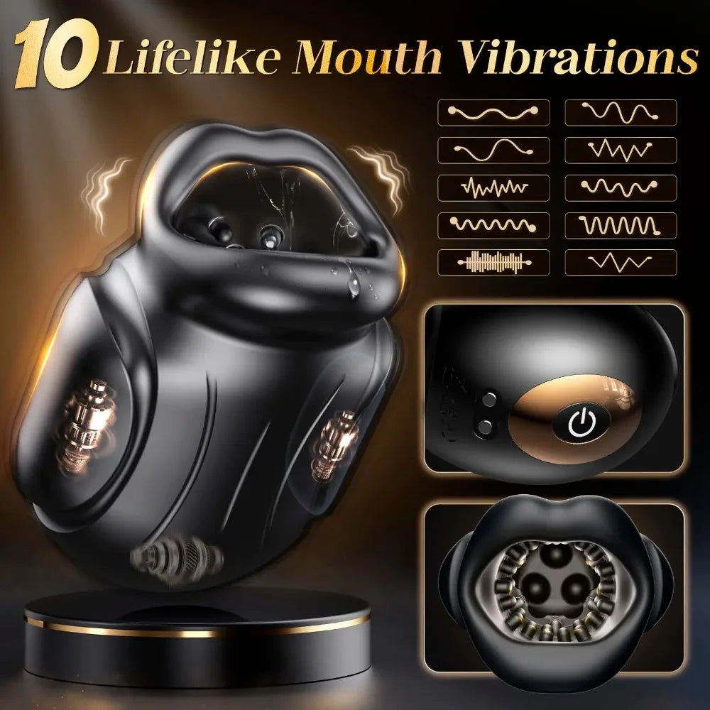 APP Mouth  Blowjob  Male  Stroker  Trainer  Adult  Toys for Prolong Endurance Pocket Pussy Vibrator Sex Toy Sex Machine for Men