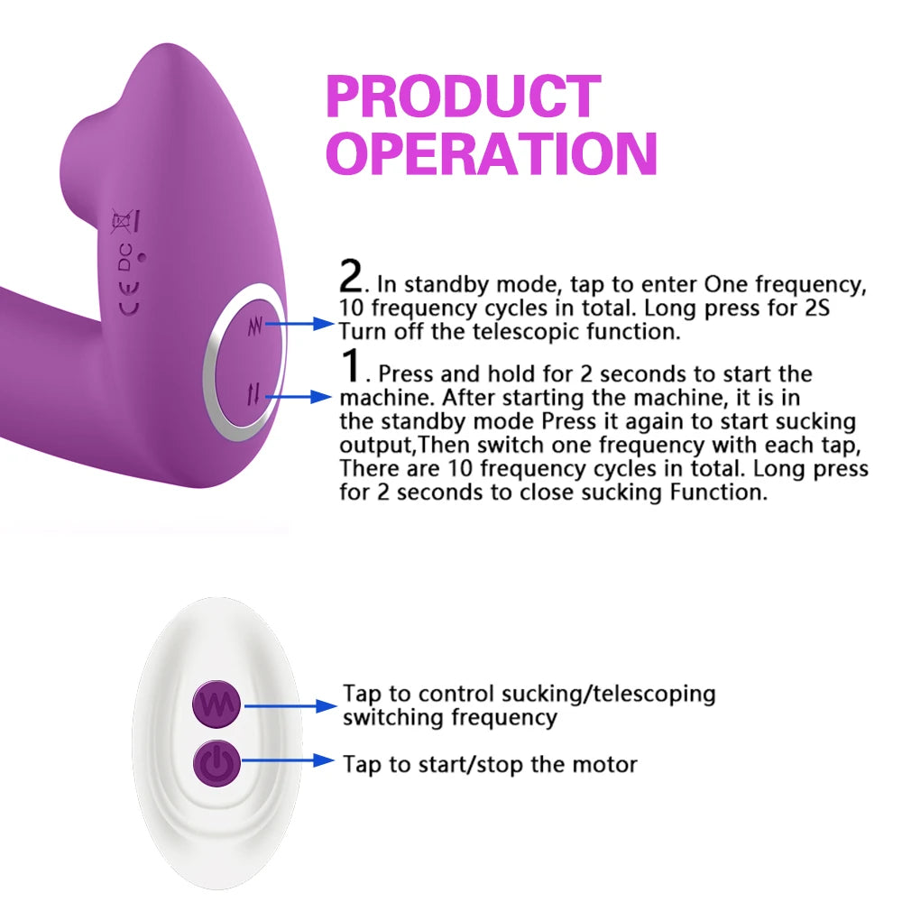 Sucking Vibrators For Women Wireless Remote Control Telescopic Vibrating Dildo Vagina Clitoris Stimulator Sex Toys For Women