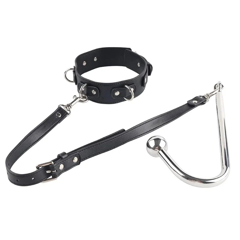 BDSM Sexual Couples Training Kit Metal Anal Hook Necklace Bondage Handcuffs Sex Toys for Women Sadomasochism Accessories