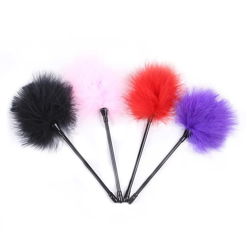 BDSM Set Sexy Leather Plush Erotic Handcuffs Flirt Feather Stick Bondage Kit Exotic Accessories Adult Games Sex Toys For Couples