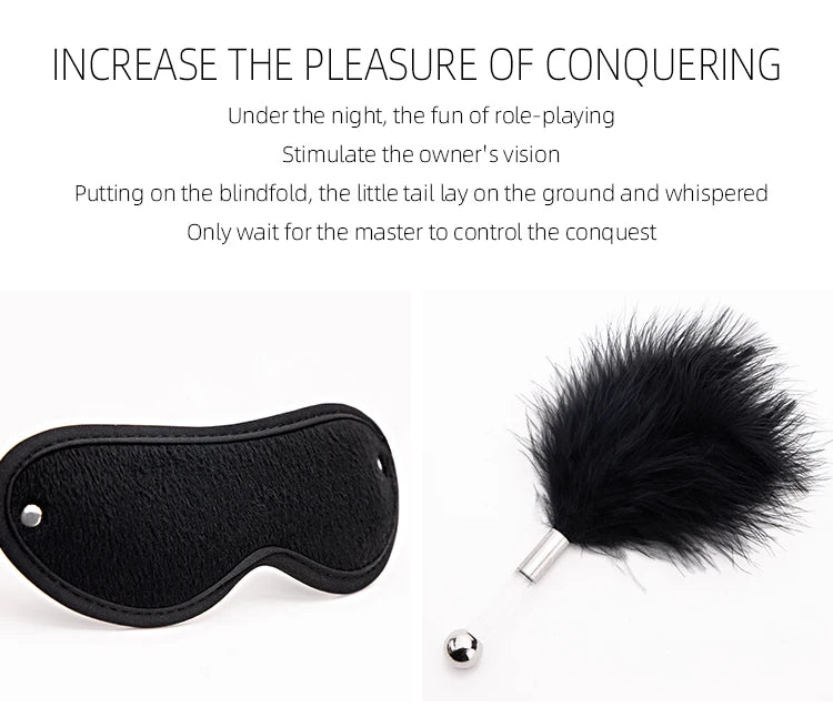 4Pcs Bondage Set BDSM Kits Eye Mask Whip Spanking Paddle Feather Stick Sex Adult Games Erotic Sex Toys For Women Couples