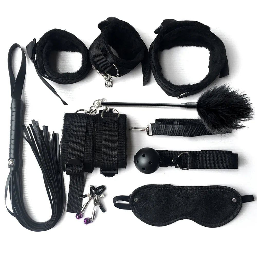 Adult BDSM Bondage Set Soft Cuffs Handcuff  Ankle Restraints Sex Toys Kit for Couples Women Slave Bed SM Strap for Enhanced Play