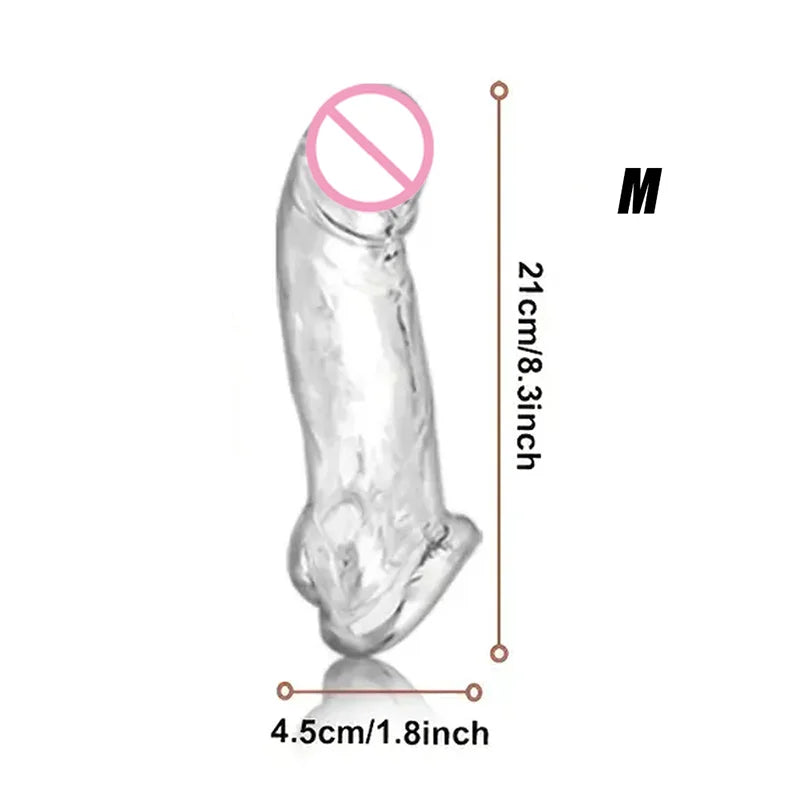 3 Size Reusable Condom Penis Sleeve Cock Ring Penis Extender Male Penis Enlarger Adult Sex Toys for Men