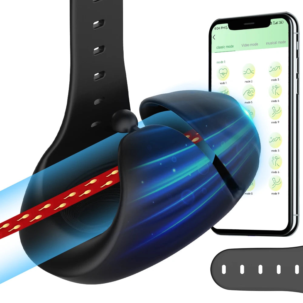 Male Masturbator Adjustable Penis Training Vibrator with APP Control Delay Ejaculation Cock Ring Glans Trainer Sex Toys for Men