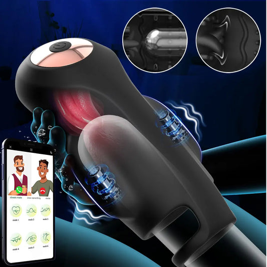 Sex Toys Male Masturbator Penis Vibrator 9 Vibrating & Licking Stroker with App Control 360° Wrapping Adult Sex Toy Sex Machine
