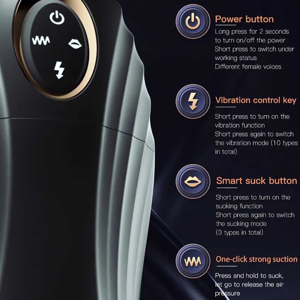 Automatic Sucking Male Masturbators Sex Machine Blowjob Toy Adult Sex Toys for Men Pocket Pussy Stroker Vibration & Suction 18+