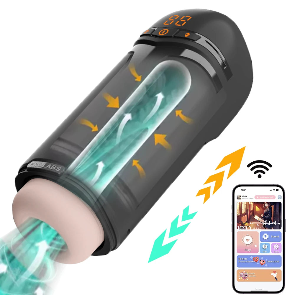Male Masturbator Penis Pump Sex Toy for Men 9 Sucking & 9 Thrusting & 9 Vibrating APP Controlled Adult Toys Pocket Pussy 18+