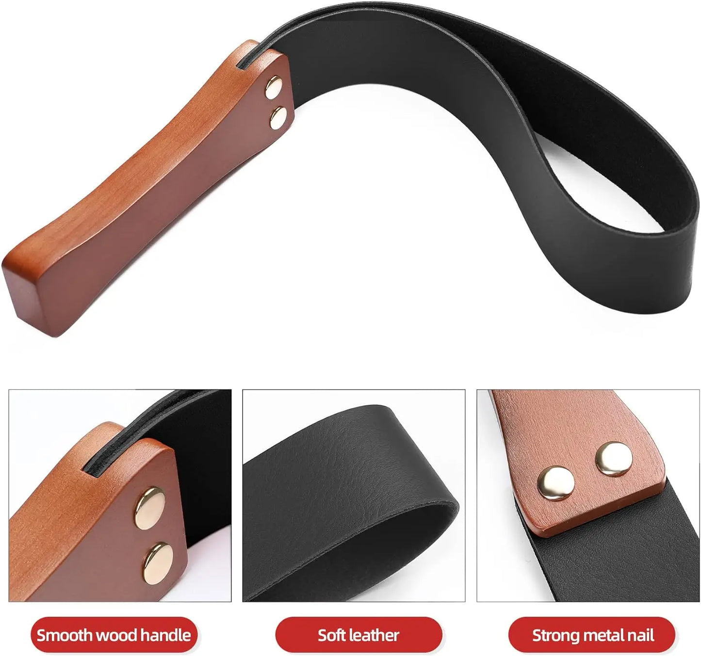 Black Flogger Leather Bdsm Whip Wooden Handle Spanking Paddle Slave Adult Sex Toys for Womans Bondage Restraints Whips Sex Shop