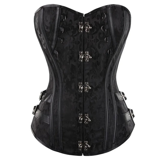 Women's Corset Steampunk Shapewear Vintage Bodice Bustier Slimming Belly Sheath Metal Locks Gothic Waist Lace-up Corselet