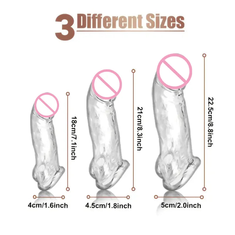 3 Size Reusable Condom Penis Sleeve Cock Ring Penis Extender Male Penis Enlarger Adult Sex Toys for Men
