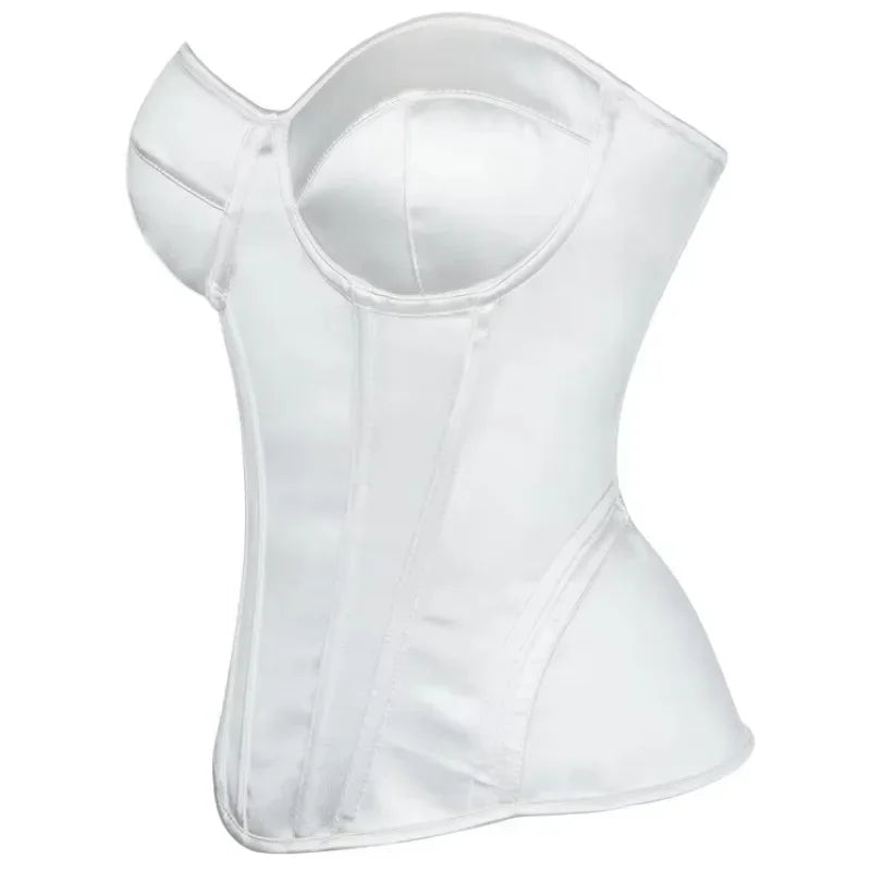 Corsets Bustiers for Women Overbust Corset With Cup Corselet Top Sexy Bridal Costume Long Torso Hourglass Waist Korsett White