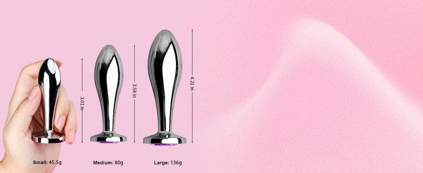 Anal Butt Plug 3Pcs Set Safety Metal Anal Butt Plug Sex Toys with Crystal Diamond Beginner Anal Toys for Adult Unisex Adult Toys
