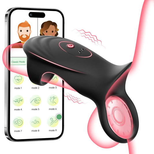 APP Controlled Penis Ring Vibrator Sex Toys for Men 10 Vibration Cock Sleeve G Spot Vibrator Couples Adult Toys Games 18+