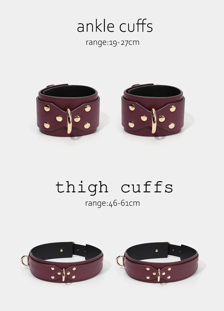 Thierry BDSM Bondage Restraint Kits Handcuffs Collar Wrist Ankle Thigh cuffs Waist Belt Cross Buckle Sex Toys For  Adult  Games
