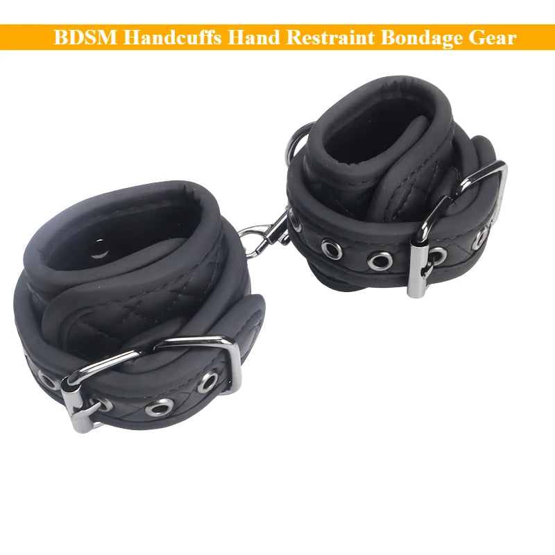 BDSM Handcuffs Hand Restraint Bondage Gear SM Slave Erotic Play Sex Ankle Handcuffs Detachable Chain Clasp Entertainment Fixed