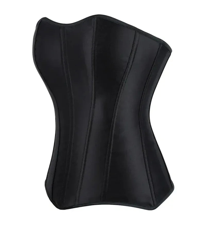 Corsets Bustiers for Women Overbust Corset Top Corselet Sexy Satin Lace up Zipper Corsetto Shaper Gothic Korsett Black
