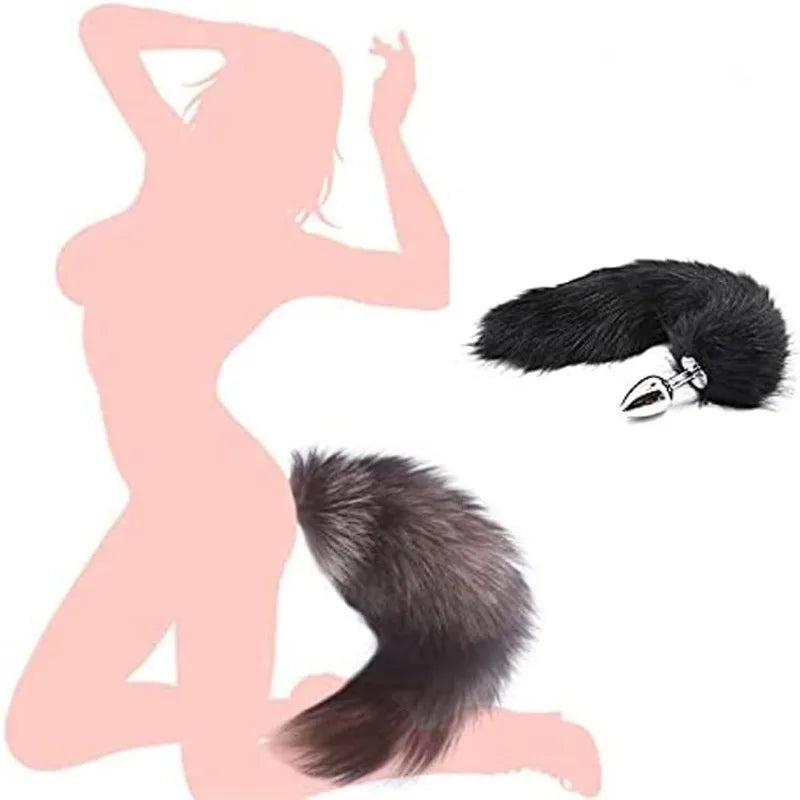 Anal Plug Metal Long Tail Anal Toys Sexy Fox Tail Anal Plug Adult Products Cosplay Sex Toys for Woman Men BDSM Beginner Sex Toys