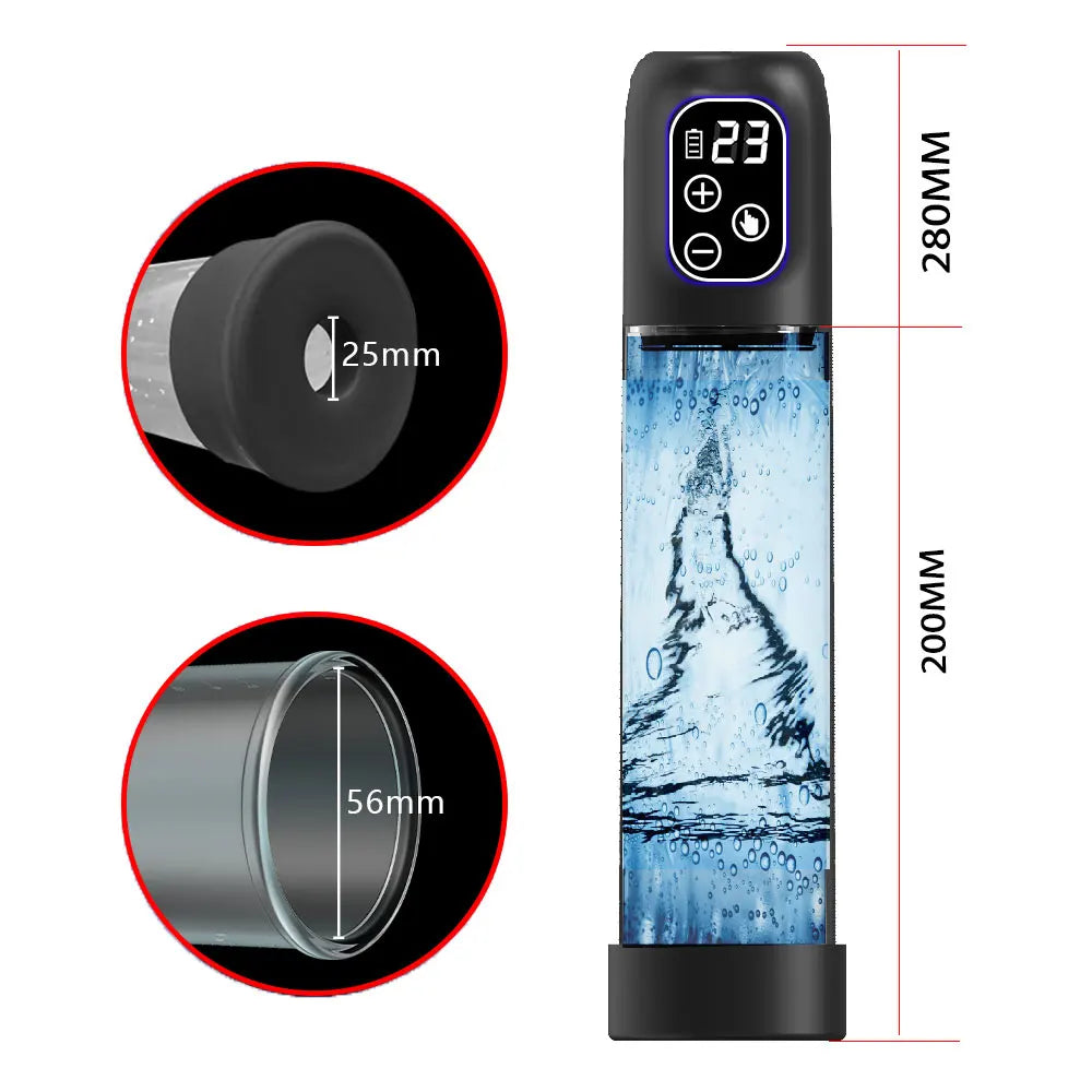 Hydro-Powered Penis Pump - Water-Assisted Enlargement  System for Increased Size, Firmness & Strength  Conditioning, Eco-Frien
