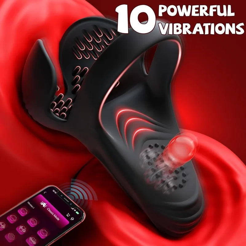 Vibrating Cock Ring Sex Toys for Men Penis Ring Vibrator with 10 Vibrations APP Control Male Sex Toy for Men Couple