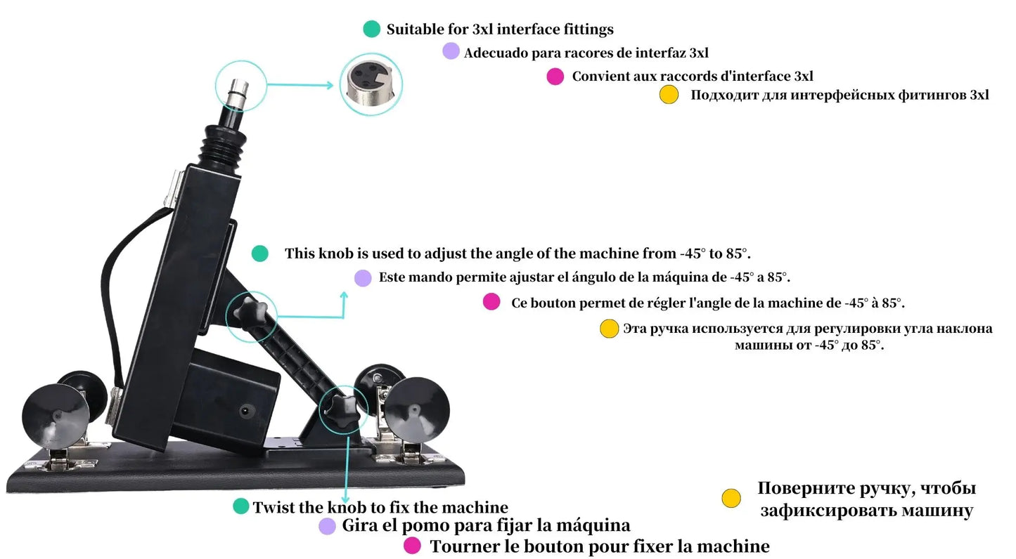 Sex Machine Female Masturbation Pumping Gun with Dildos，More Attachments ,Vibrator Adjustable Speed Love Machine for Couple
