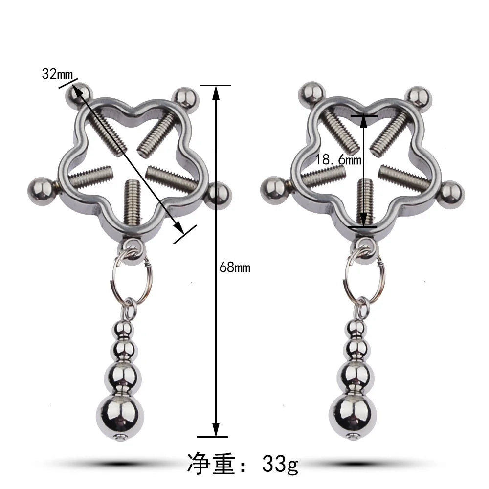 BDSM Bondage Nipple Clamp Sex Breast Clamp Clips Metal Nipple Shaking Clamps Breast Clip Sex Slaves Breast-Enhancing